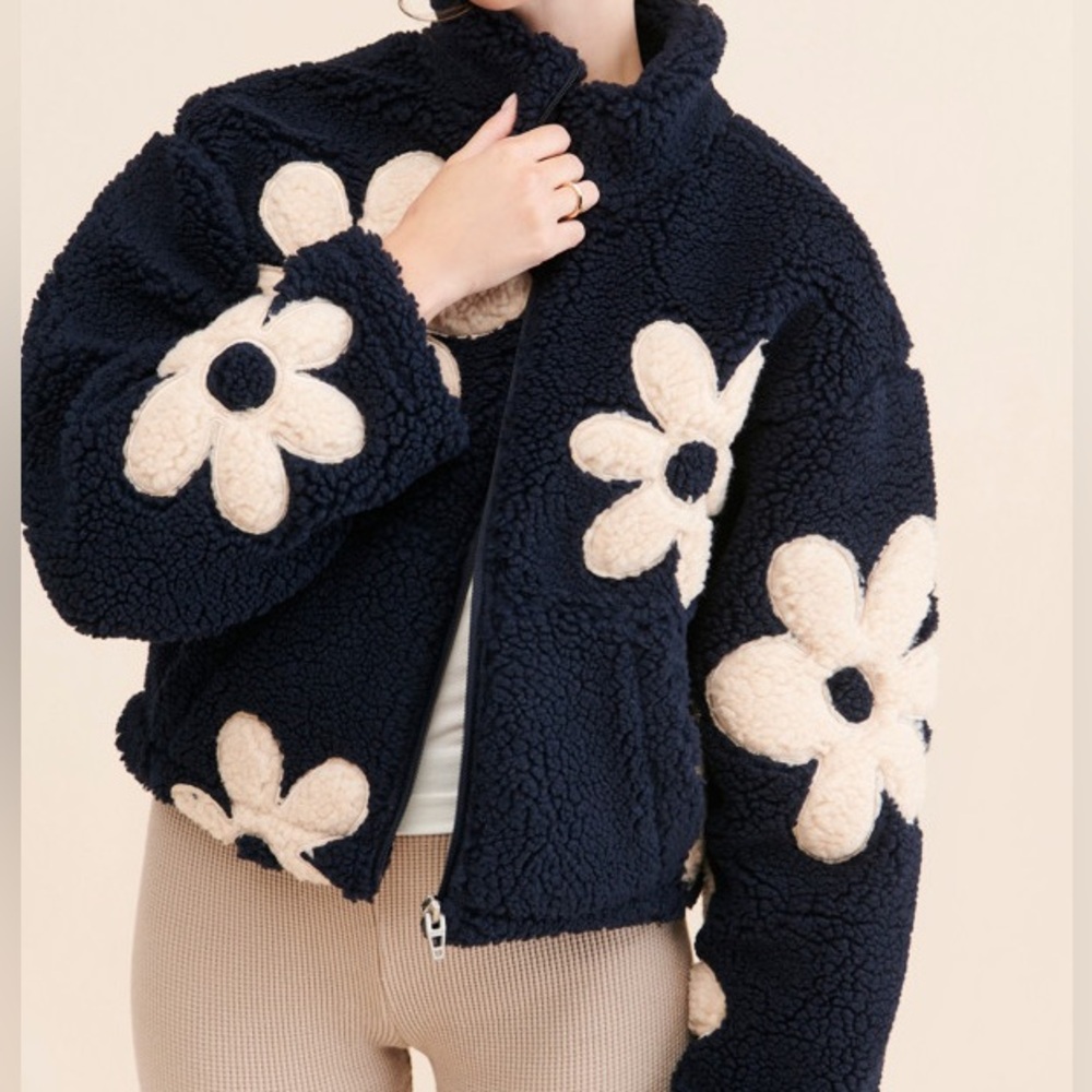 NWT BLANK NYC Love Life Floral Fleece Jacket S